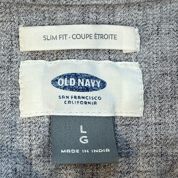 Old Navy Slim Fit Long Sleeve Button Up Blue Shirt Size Large Office Casual - Picture 2 of 10